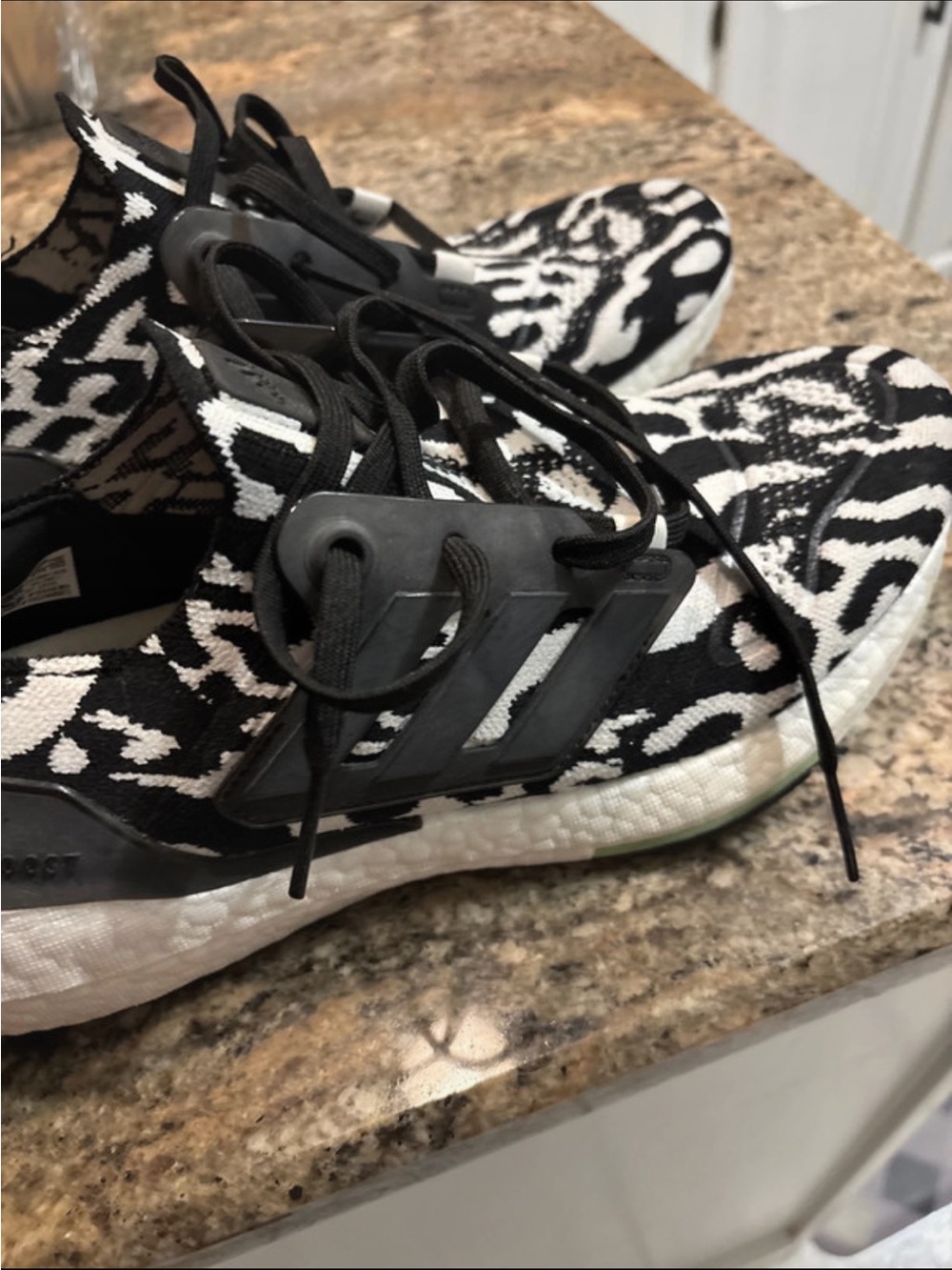 Adidas men’s ultra boost Black & White Knit Lace-Up Sneakers